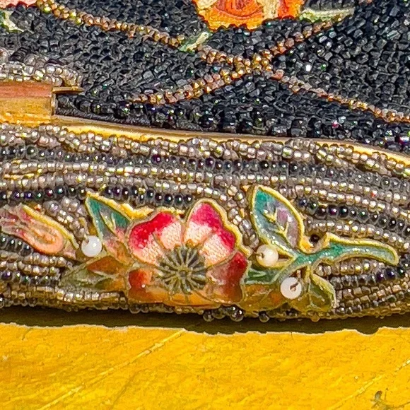 Antique French glass beaded 20s Art Deco Point de Beauvais embroidered - Picture 11 of 15